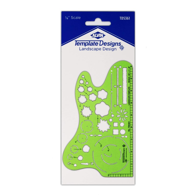 ALVIN, TD5361, Landscape Design Template, Drawing and Drafting Tool for Artists, Architects, Design and Drafting, 1/8 Inches Scale - Image 1